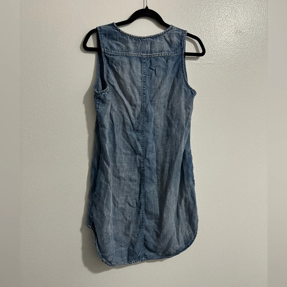 Cloth and stone women mini medium wash denim tunic dress v neck size medium blue - Picture 3 of 3